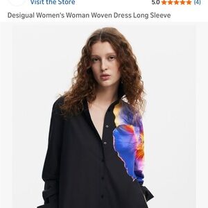 Desigual Black Dress with Vibrant Floral Accent